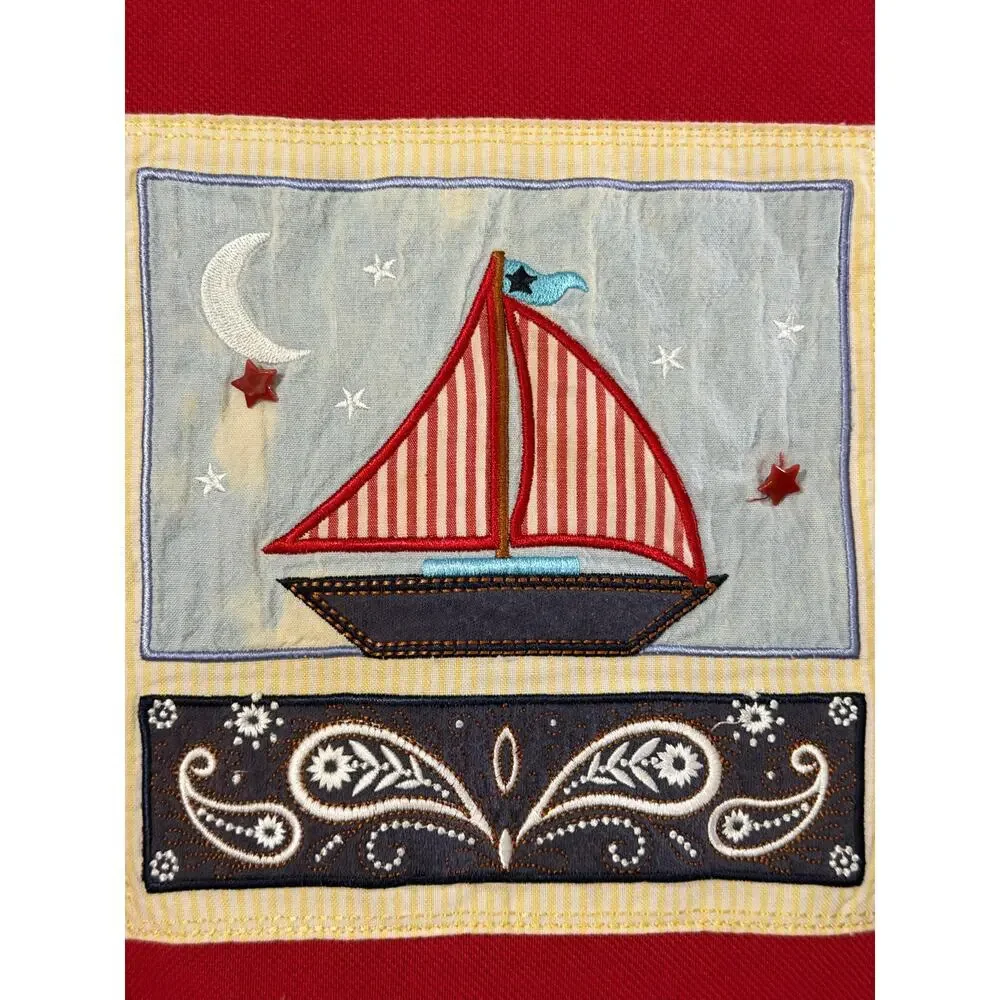 Karen Scott Red Nautical Sailboat Graphic Tee XL